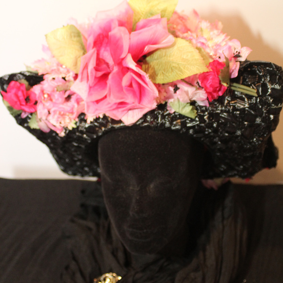 1960s Pink Floral Lace Spring Hat main image 4